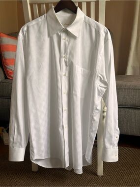 Brioni White Geometric Jacquard Long Sleeve Men’s Dress Shirt Size XL